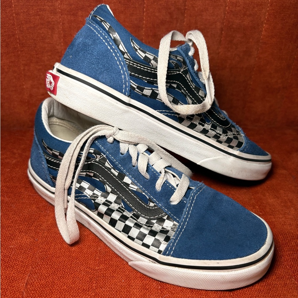 Vans Old Skool Blue Checkered Unisex Kids Sneaker 3